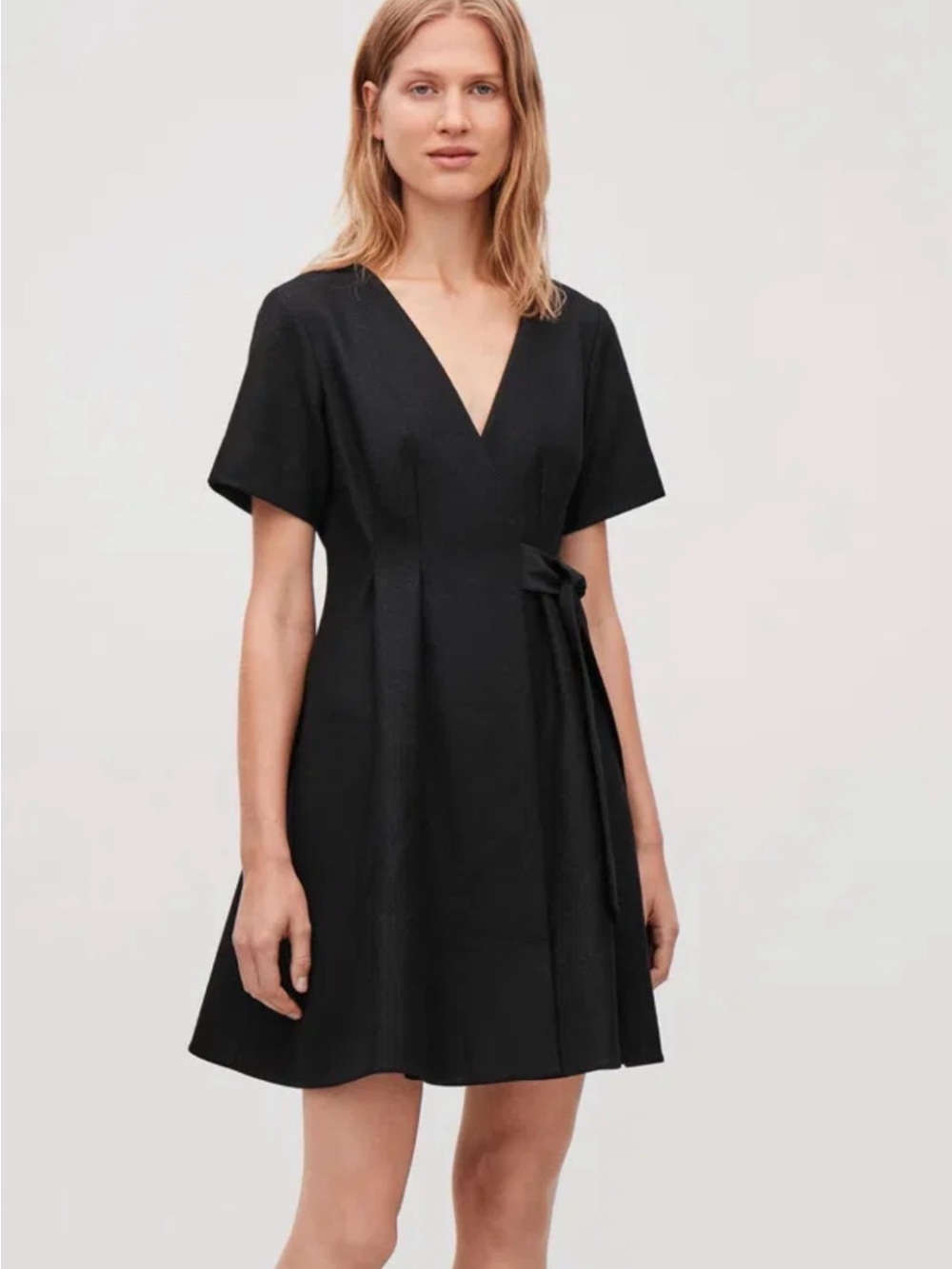 Cos Classic black Wrap Dress with Short Sleeves size 10 NWT